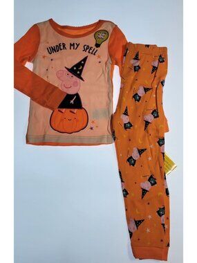 NWT Toddler Girls 3T Peppa Pig Halloween Witch Pajamas Snug Fitting PJ Cotton
